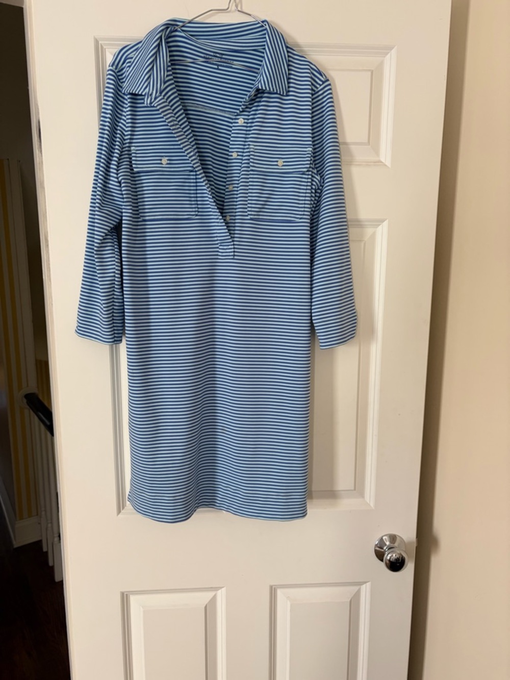 Striped Polo Shirt Dress .. breathable fabric